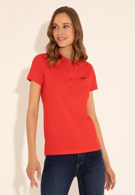 Kadın Kırmızı Basic Polo Yaka Tişört - 50285846089