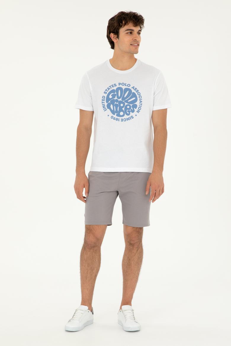 Erkek Regular Fit Bisiklet Yaka Beyaz Tişört - 50281078036