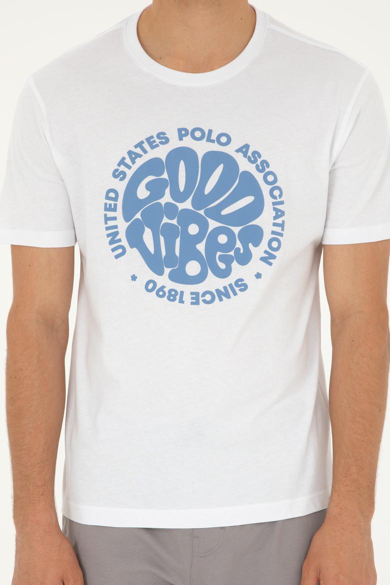 Erkek Regular Fit Bisiklet Yaka Beyaz Tişört - 50281078036