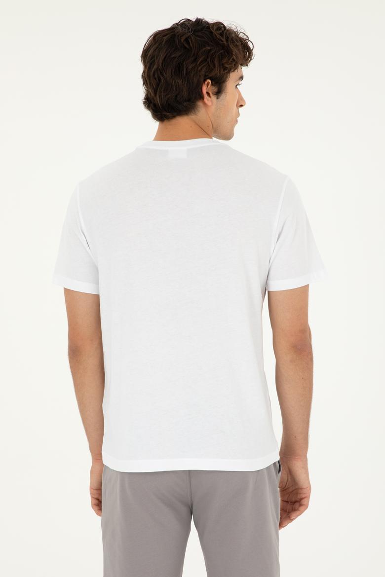 Erkek Regular Fit Bisiklet Yaka Beyaz Tişört - 50281078036