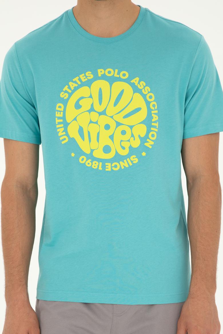 Erkek Regular Fit Bisiklet Yaka Mint Tişört - 50281078061