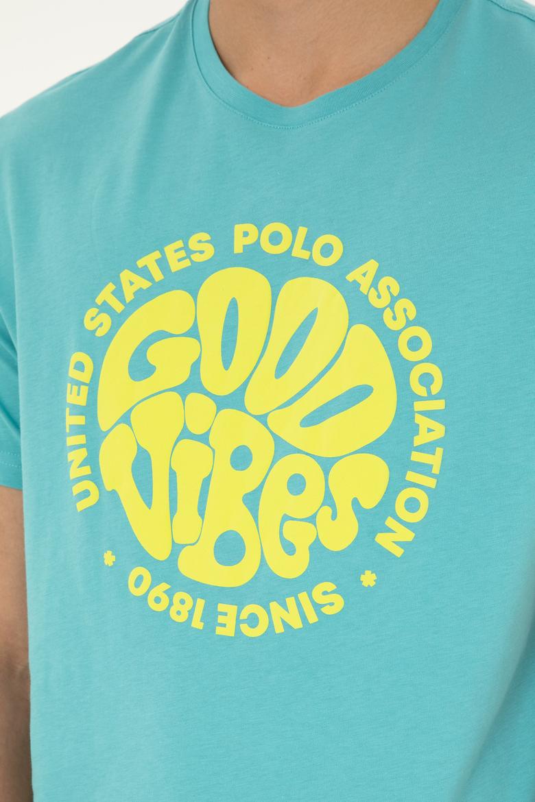 Erkek Regular Fit Bisiklet Yaka Mint Tişört - 50281078061