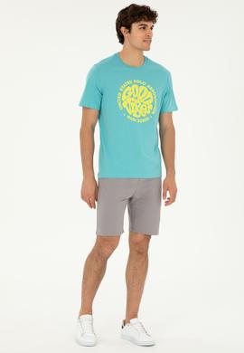 Erkek Regular Fit Bisiklet Yaka Mint Tişört - 50281078061