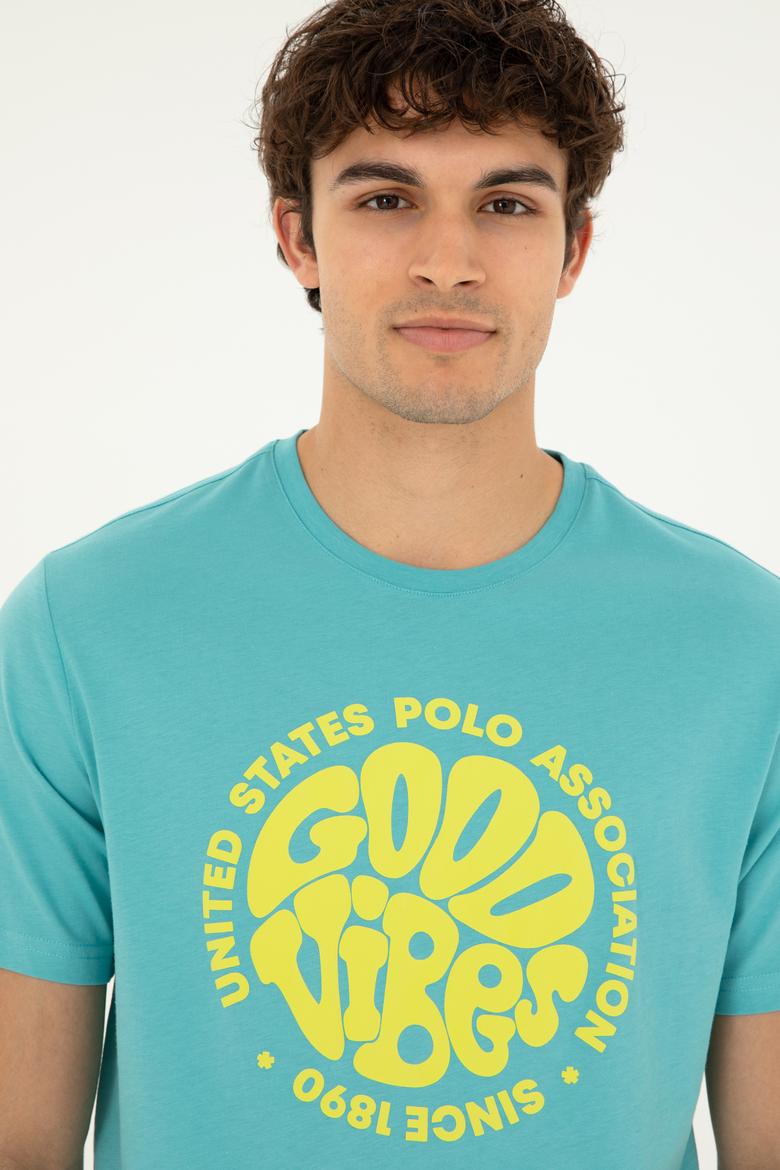 Erkek Regular Fit Bisiklet Yaka Mint Tişört - 50281078061