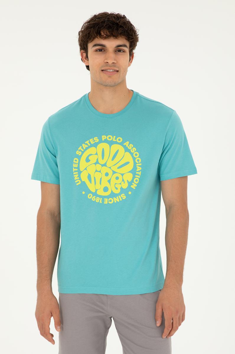 Erkek Regular Fit Bisiklet Yaka Mint Tişört