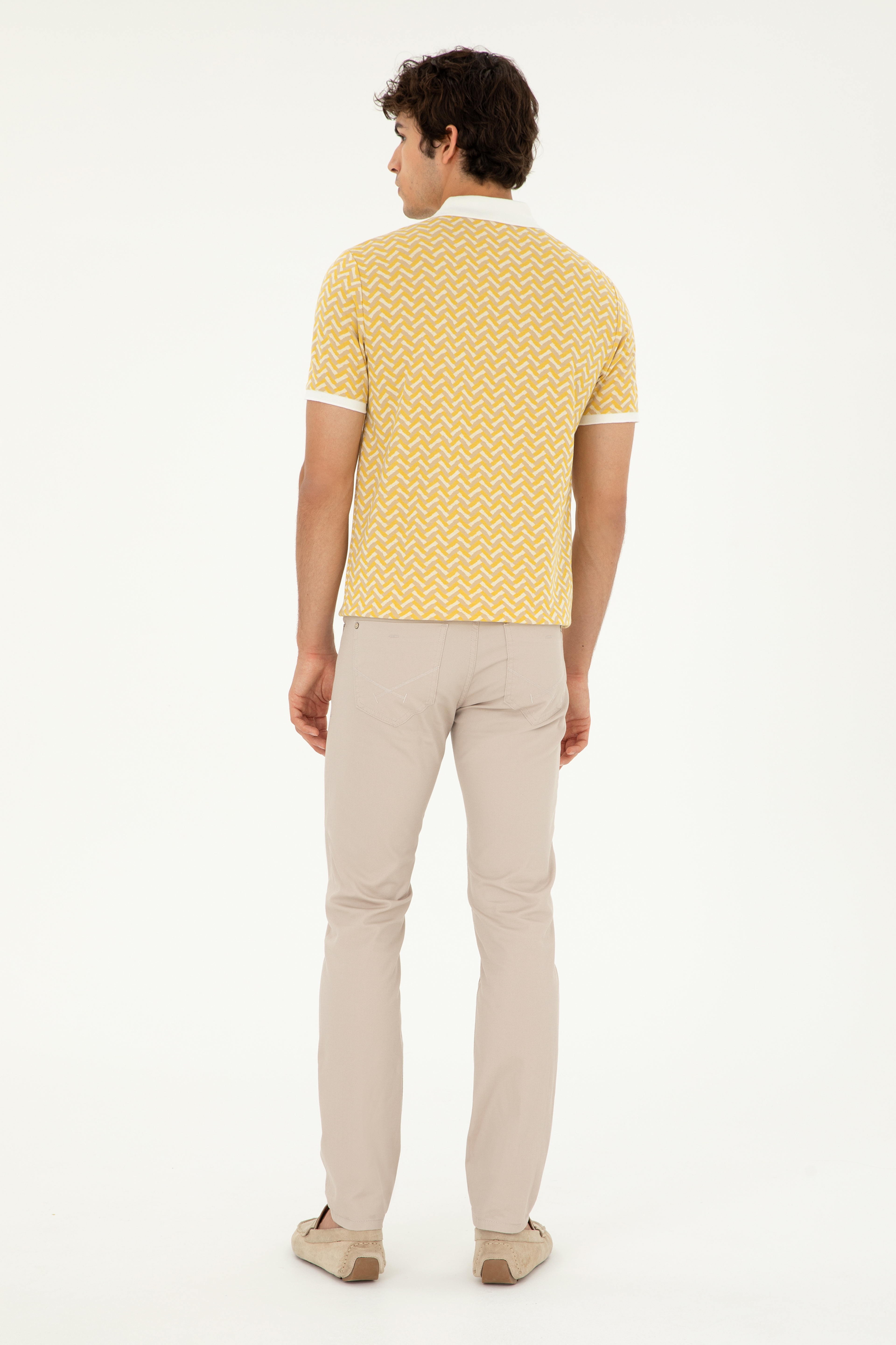 Erkek Slim Fit Taş Kanvas / Chino Pantolon - Image 4