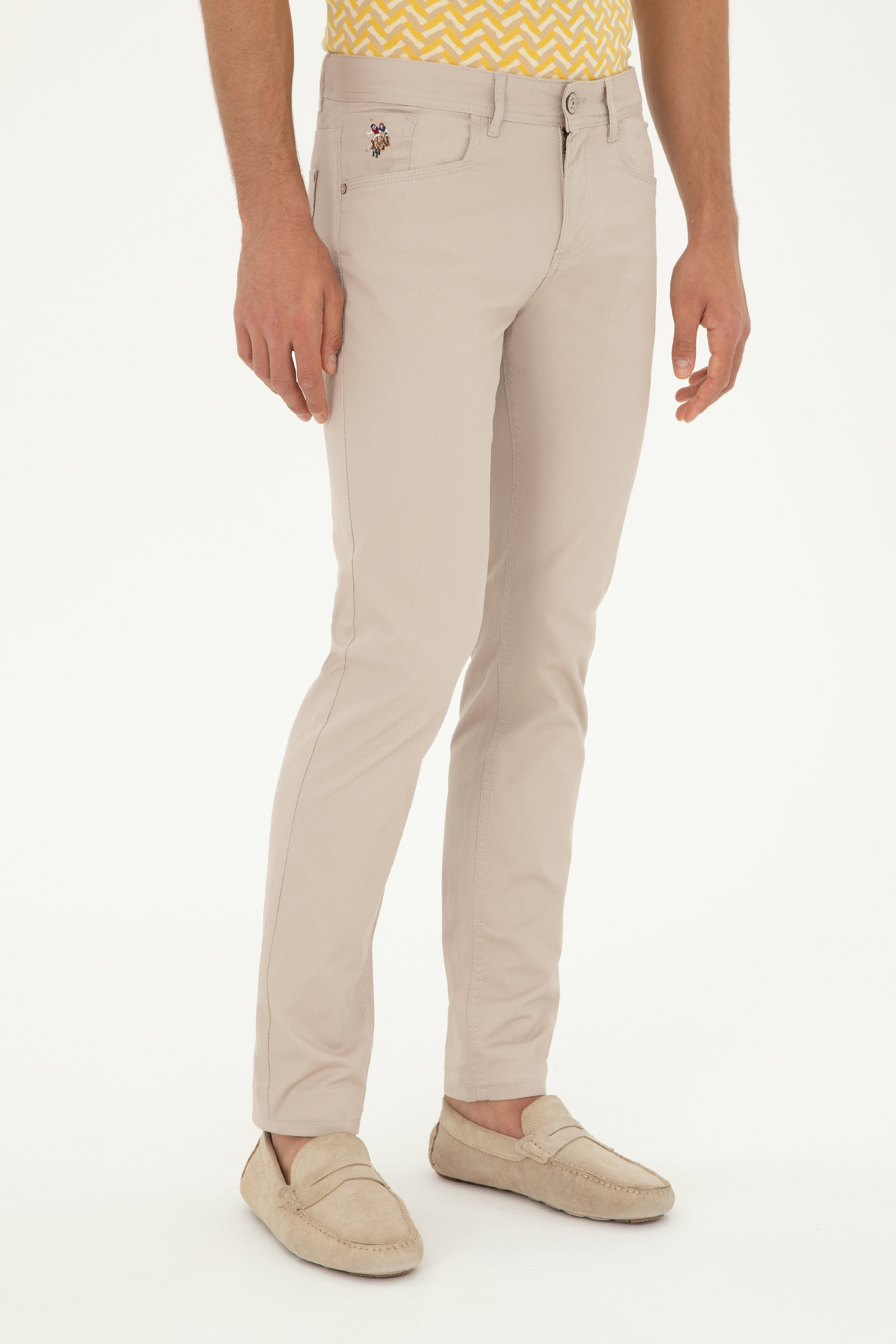 Erkek Slim Fit Taş Kanvas / Chino Pantolon - Image 2
