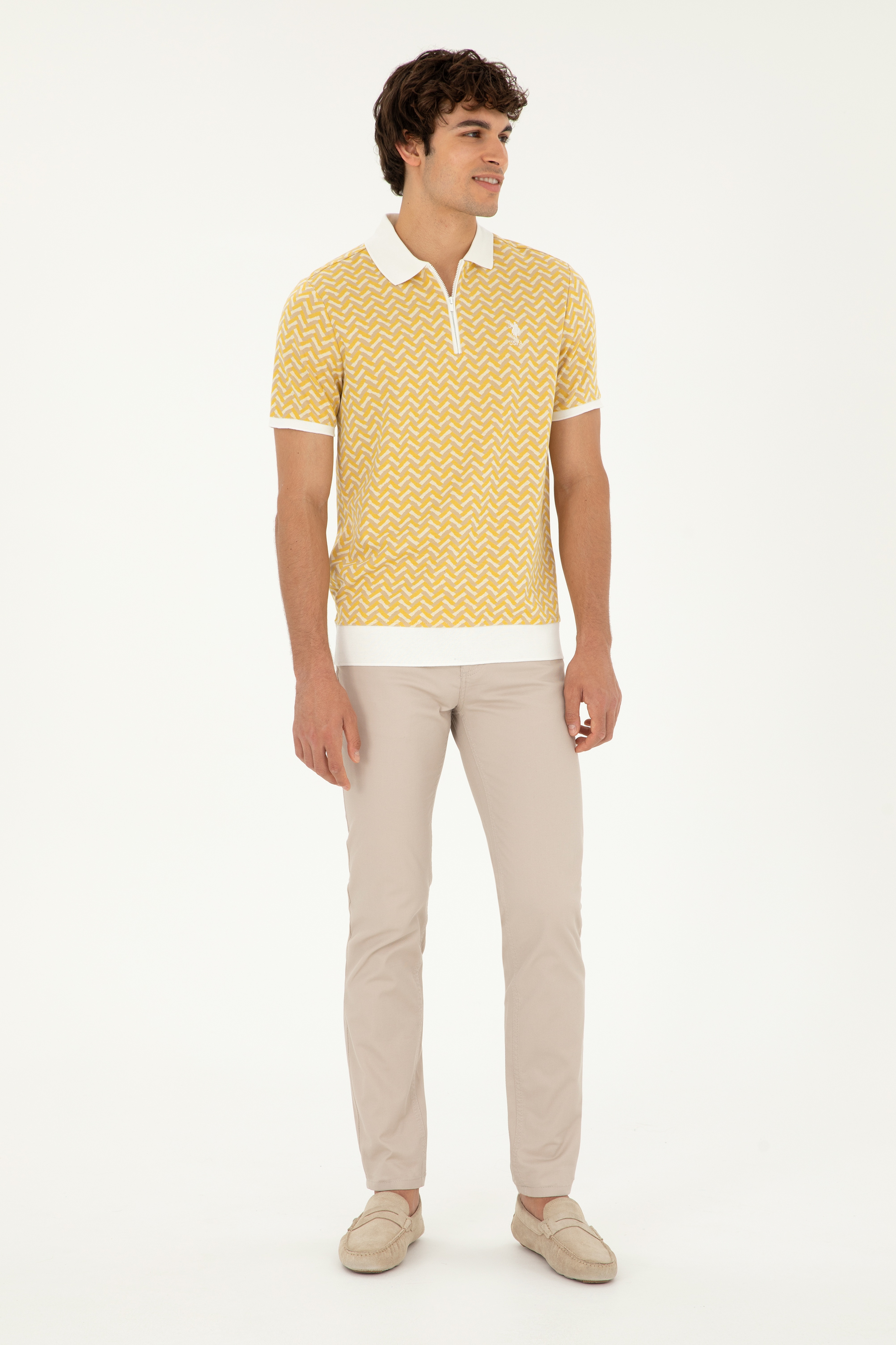 Erkek Slim Fit Taş Kanvas / Chino Pantolon