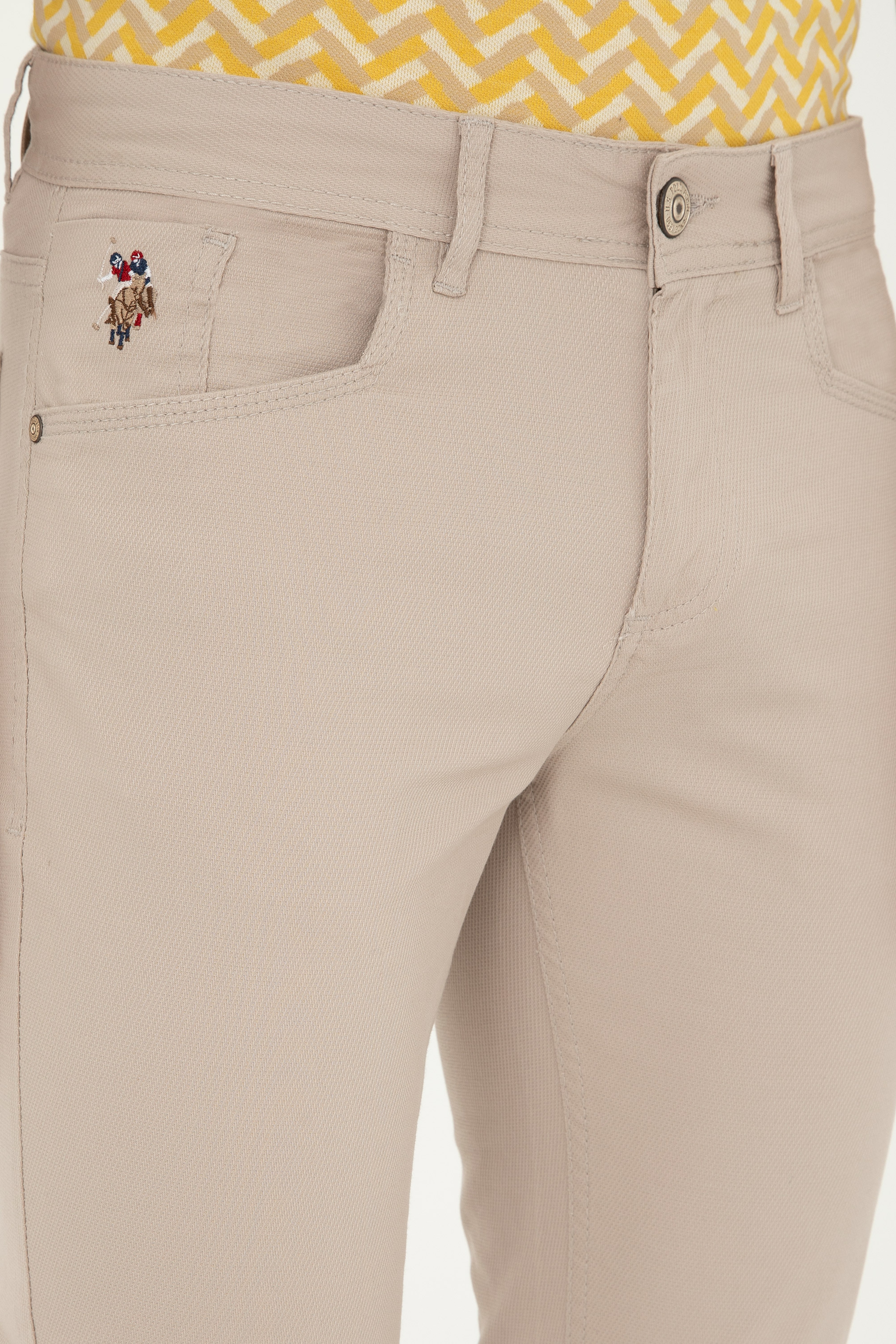 Erkek Slim Fit Taş Kanvas / Chino Pantolon - Image 5