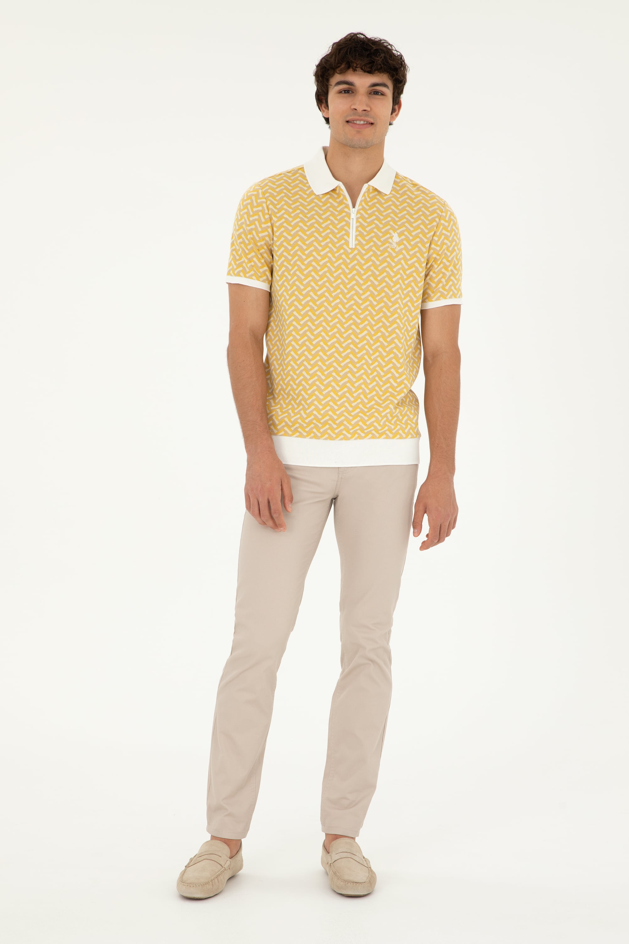 Erkek Slim Fit Taş Kanvas / Chino Pantolon