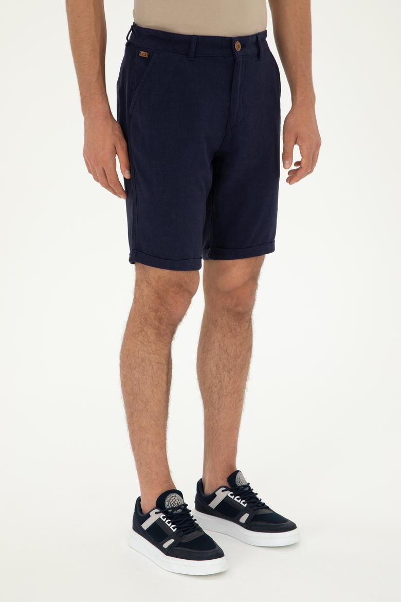 Erkek Lacivert Dokuma Şort - 50289012001