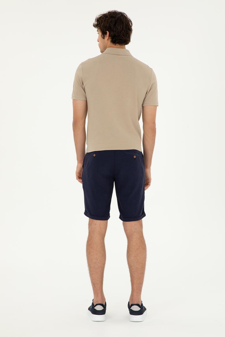 Erkek Lacivert Dokuma Şort - 50289012001