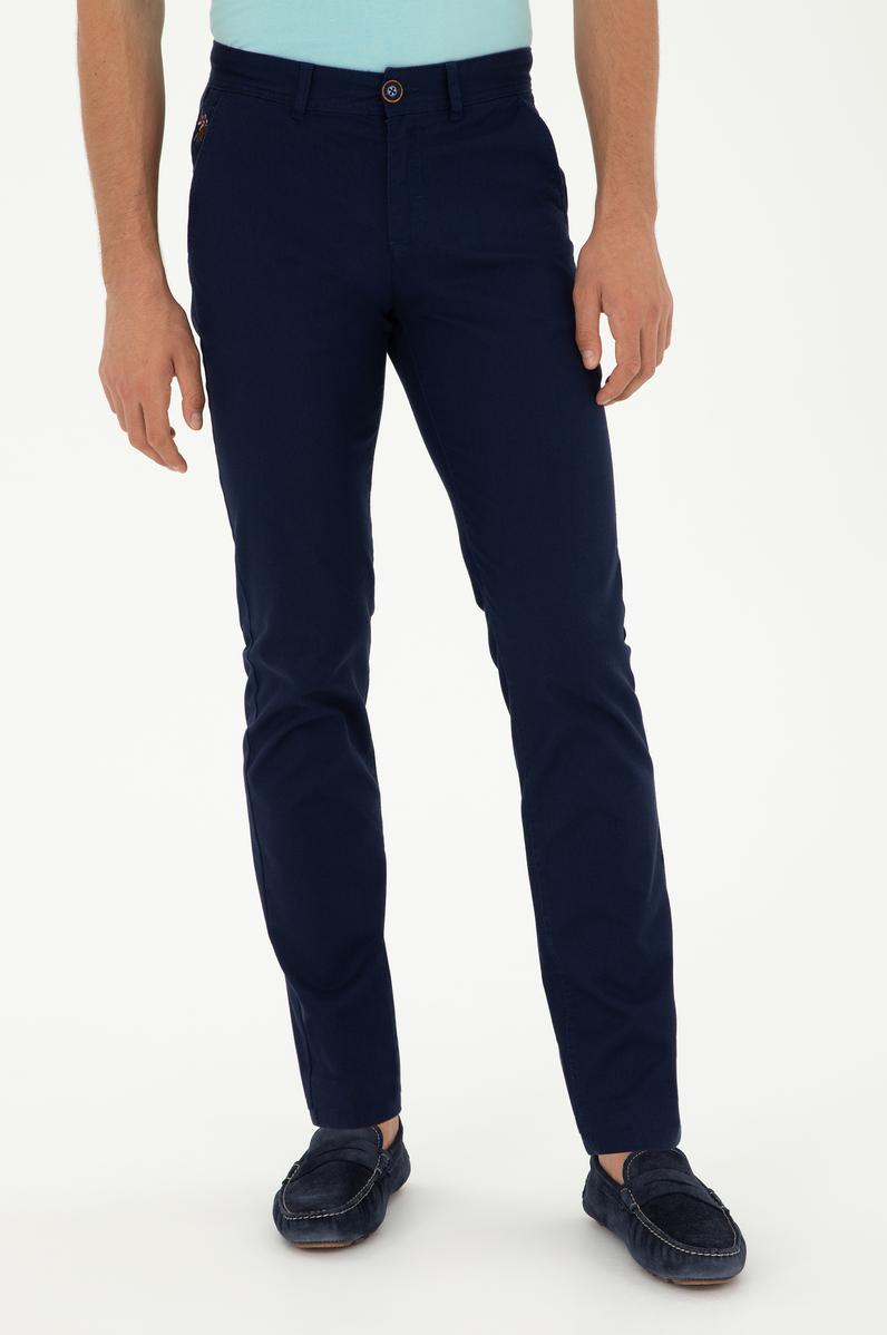 Erkek Slim Fit Lacivert Kanvas / Chino Pantolon