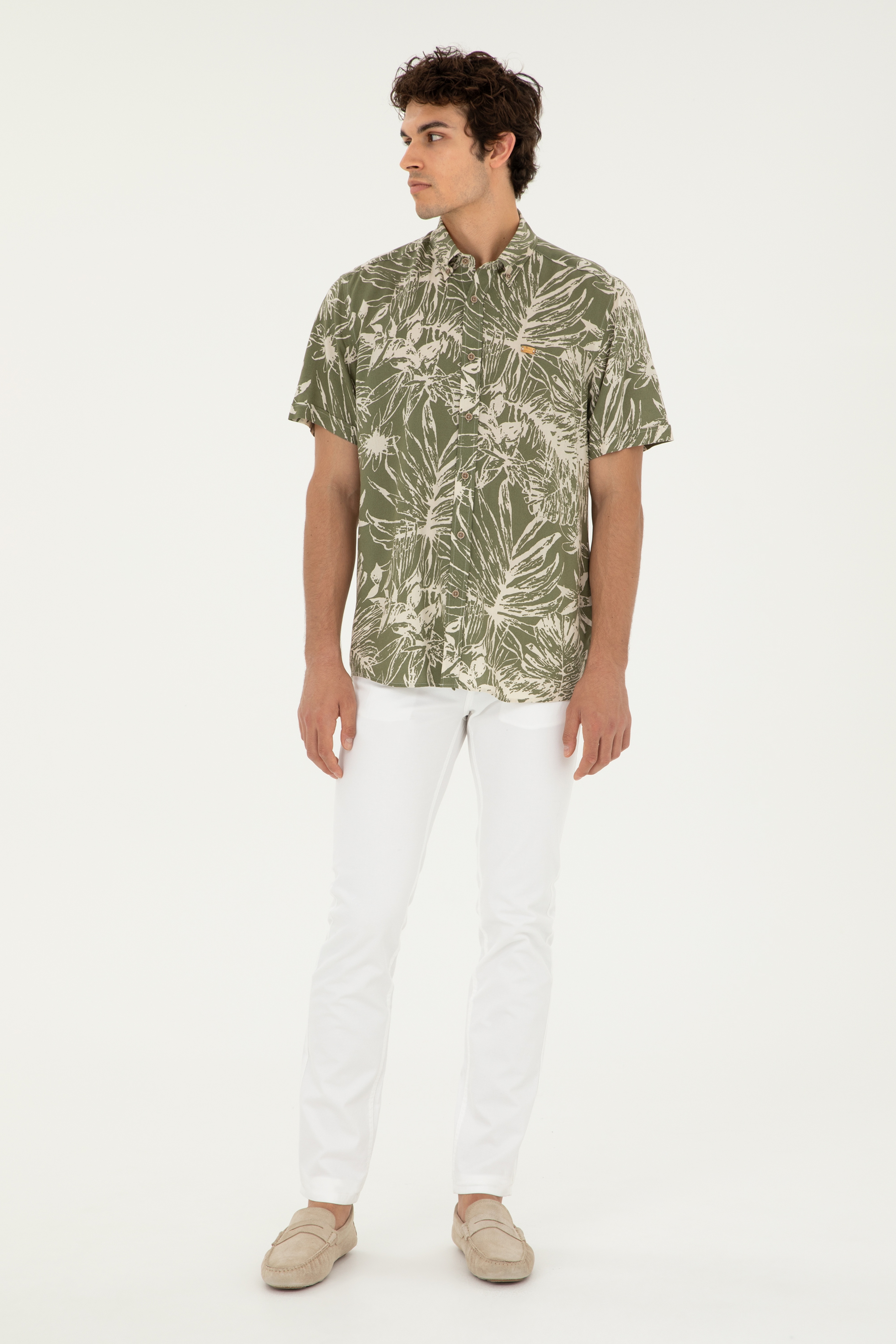 Erkek Slim Fit Beyaz Kanvas / Chino Pantolon - Image 3