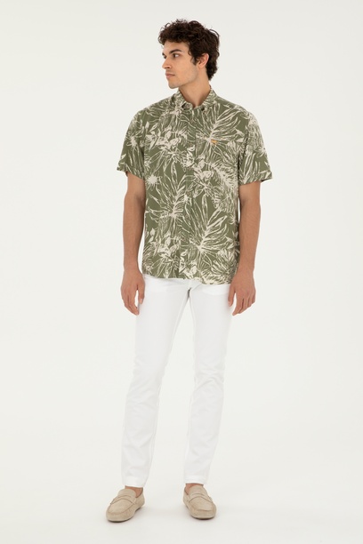 Erkek Slim Fit Beyaz Kanvas / Chino Pantolon