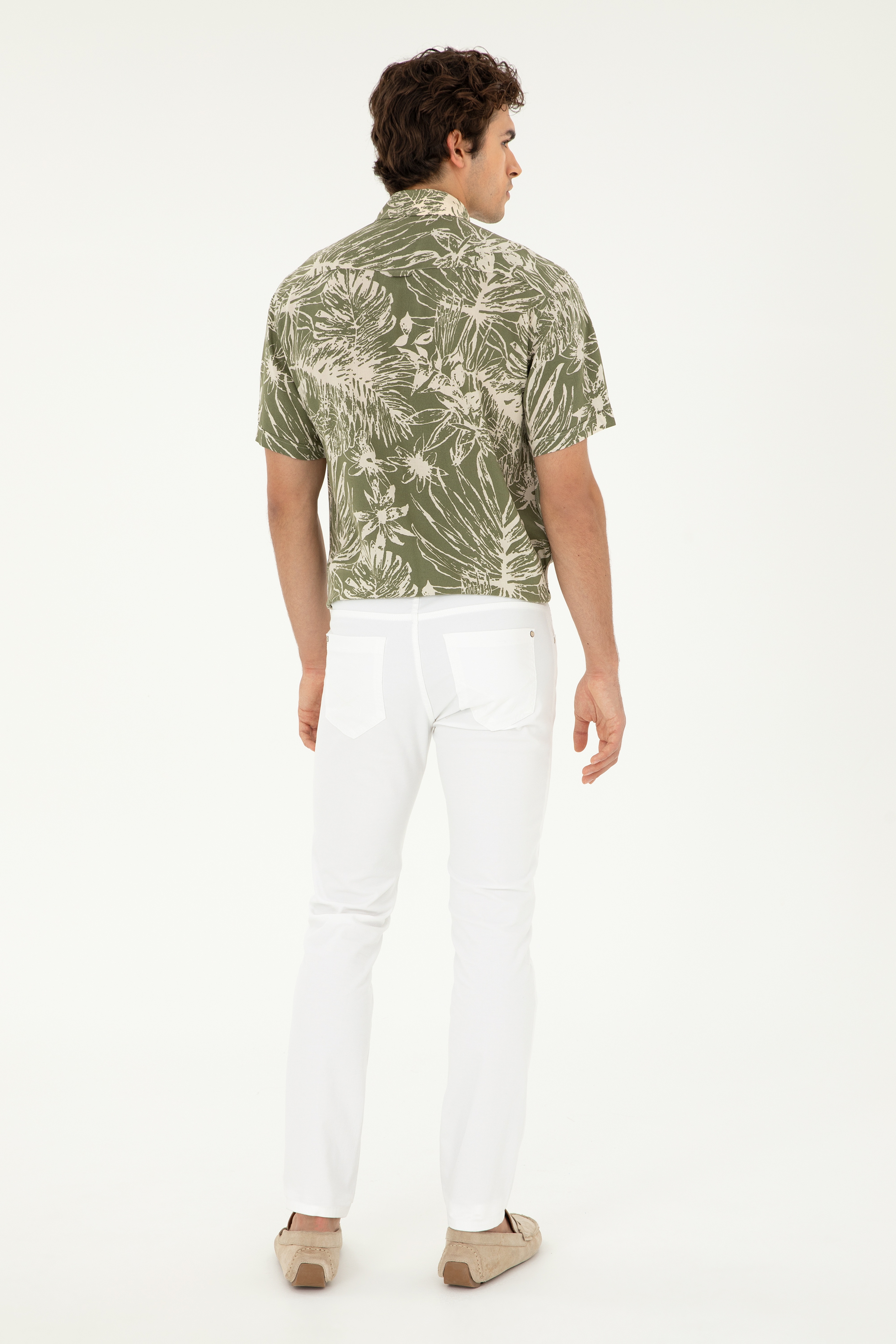 Erkek Slim Fit Beyaz Kanvas / Chino Pantolon - Image 4