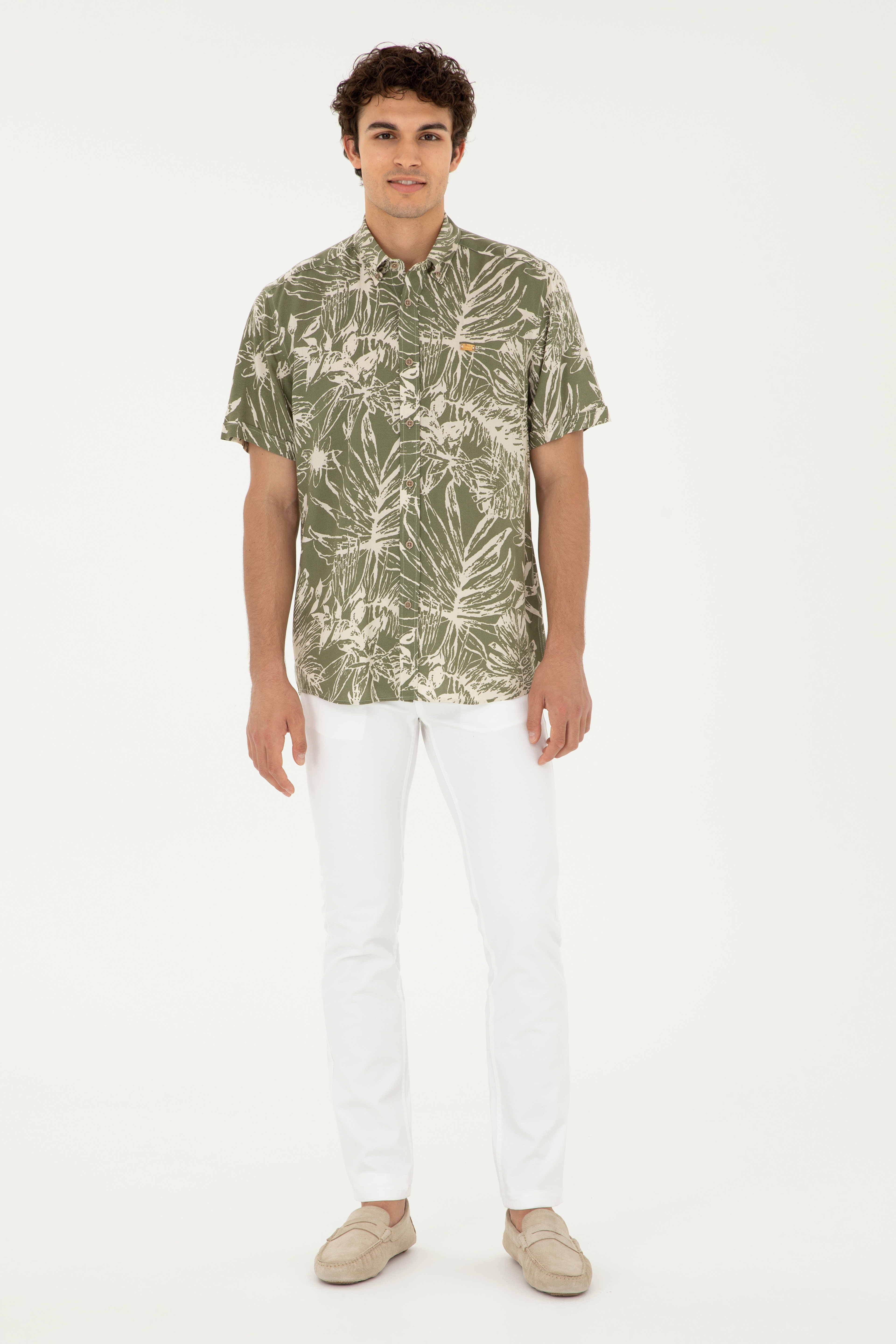 Erkek Slim Fit Beyaz Kanvas / Chino Pantolon - Image 1