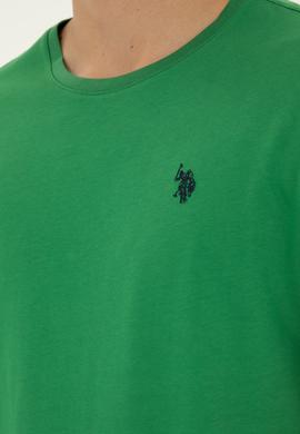 Erkek Regular Fit Bisiklet Yaka Yeşil Basic Tişört - 50279632087