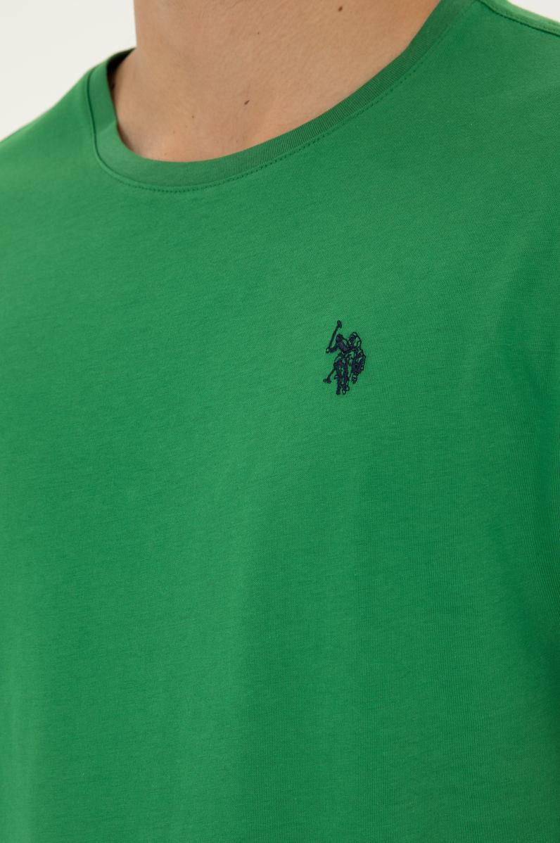 Erkek Regular Fit Bisiklet Yaka Yeşil Basic Tişört