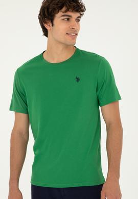 Erkek Regular Fit Bisiklet Yaka Yeşil Basic Tişört - 50279632087