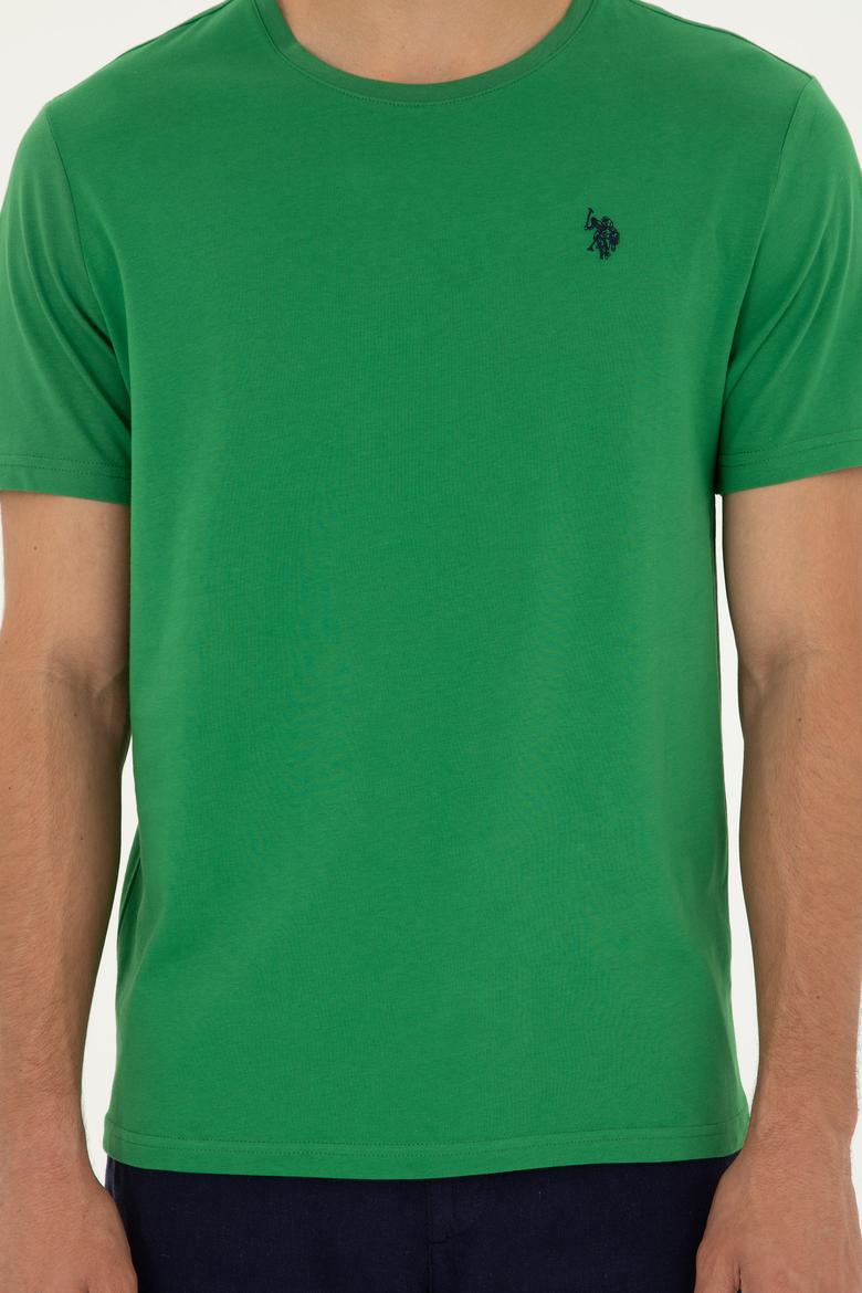 Erkek Regular Fit Bisiklet Yaka Yeşil Basic Tişört - 50279632087