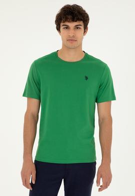 Erkek Regular Fit Bisiklet Yaka Yeşil Basic Tişört - 50279632087