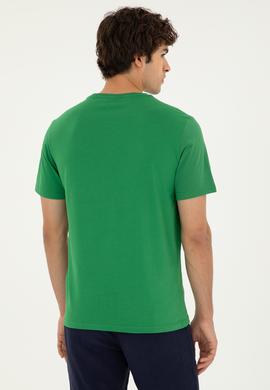 Erkek Regular Fit Bisiklet Yaka Yeşil Basic Tişört - 50279632087