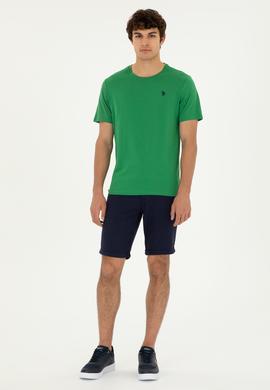 Erkek Regular Fit Bisiklet Yaka Yeşil Basic Tişört - 50279632087