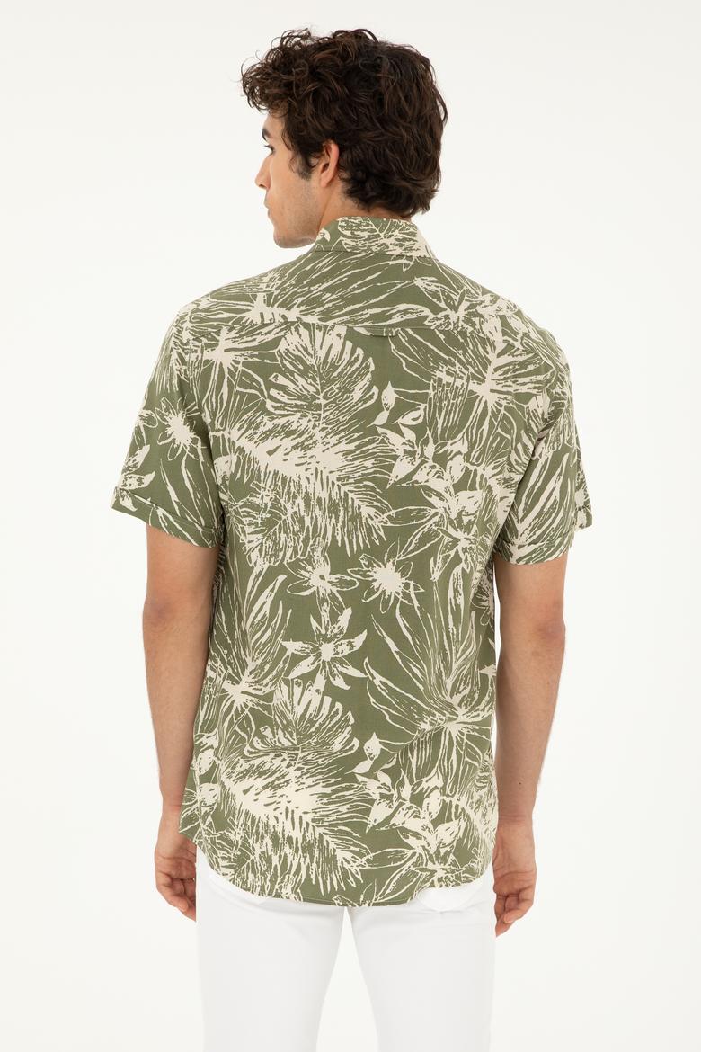 Erkek Haki Kısa Kollu Gömlek - 50283666023