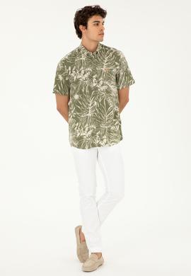 Erkek Haki Kısa Kollu Gömlek - 50283666023