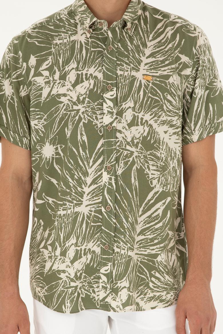 Erkek Haki Kısa Kollu Gömlek - 50283666023