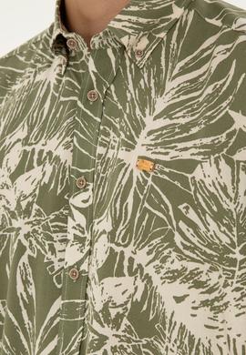 Erkek Haki Kısa Kollu Gömlek - 50283666023