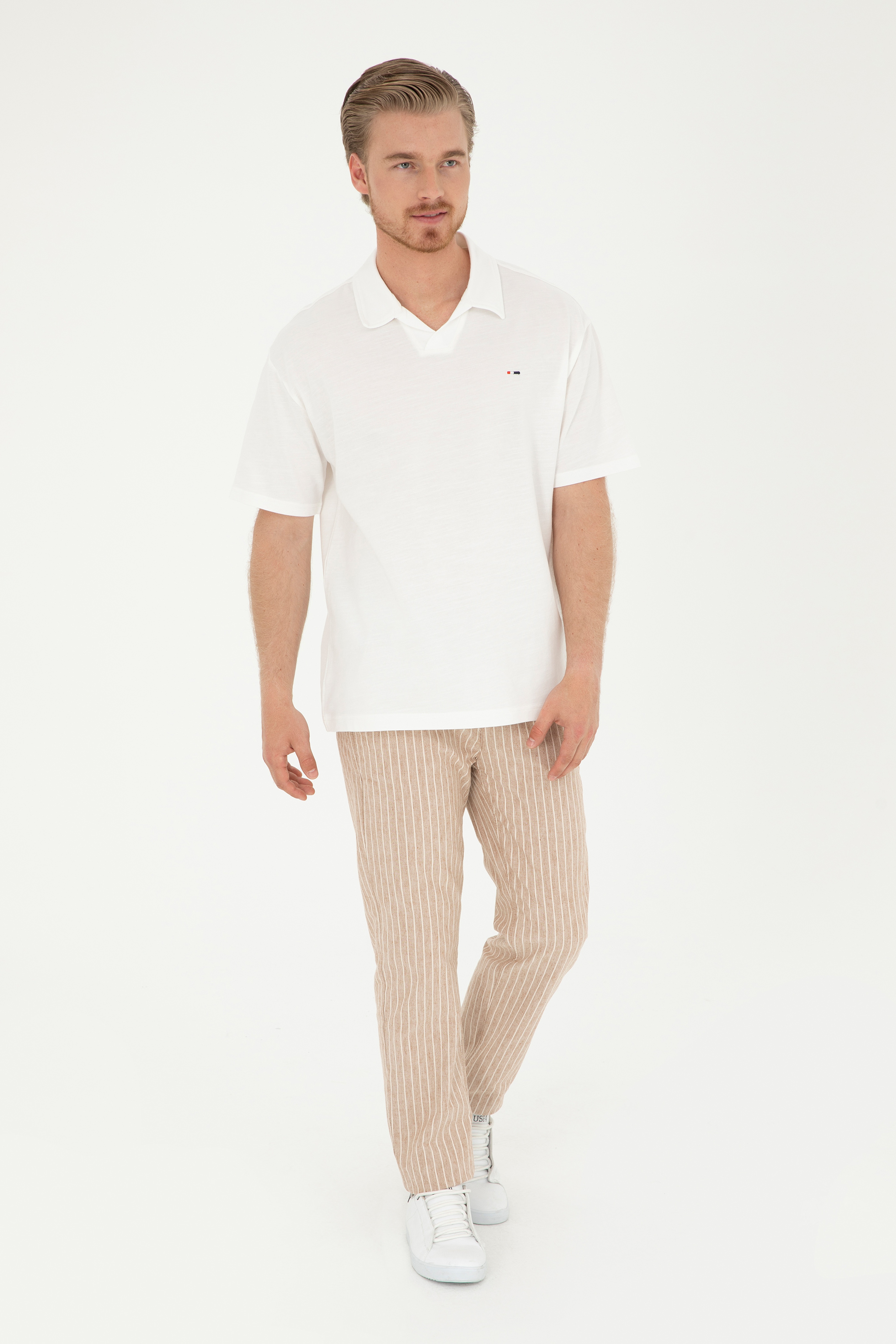 Erkek Carrot Fit Pudra Kanvas Pantolon - Image 3