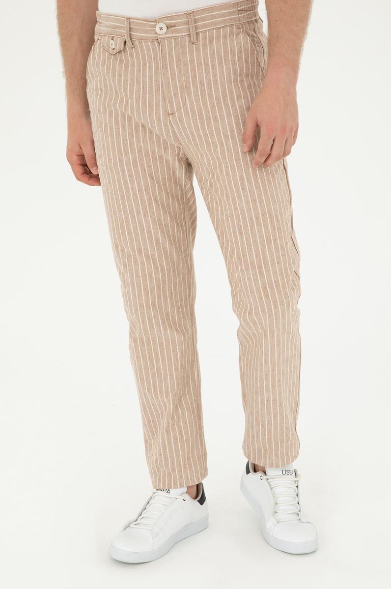 Erkek Carrot Fit Pudra Kanvas Pantolon