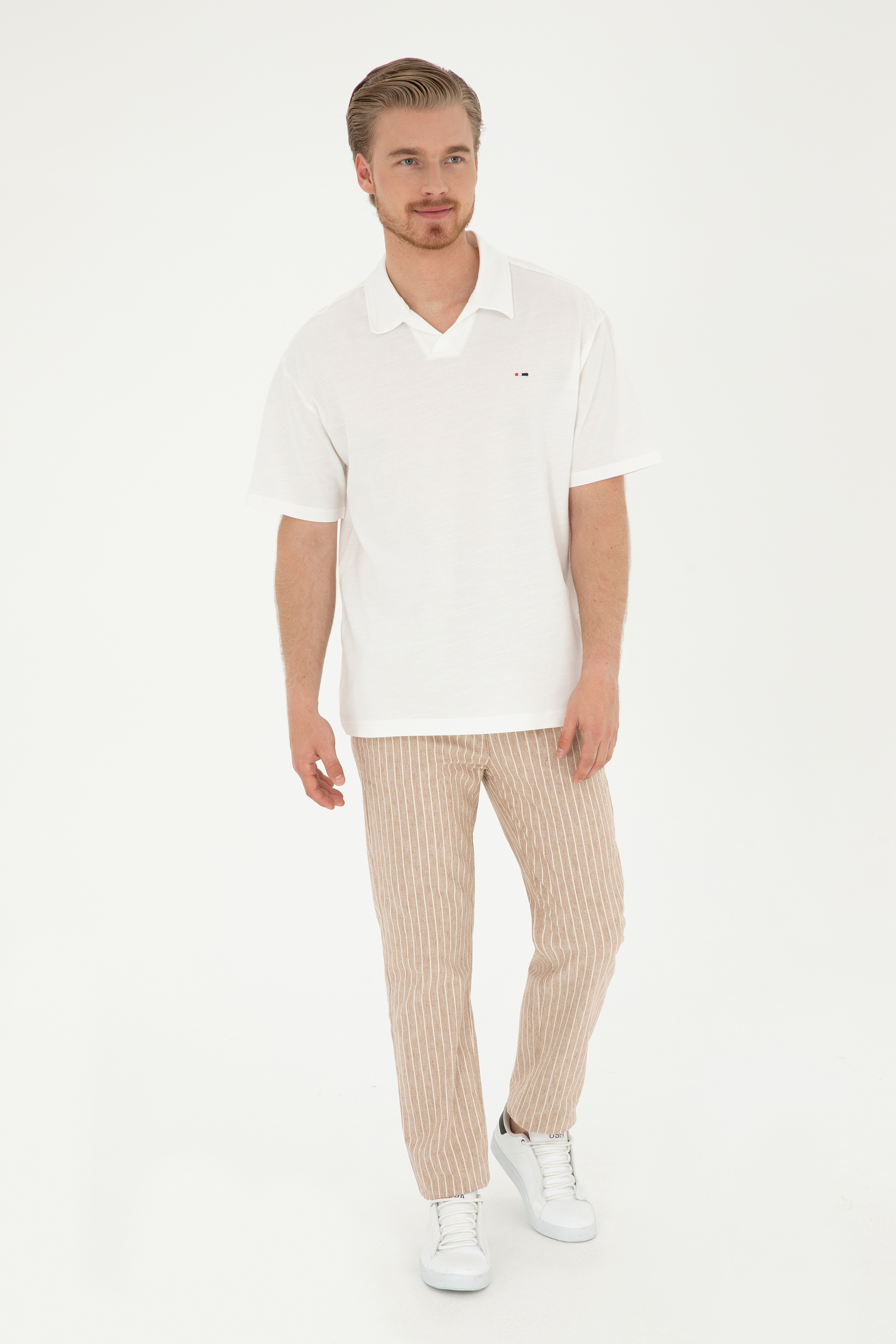 Erkek Carrot Fit Pudra Kanvas Pantolon - Image 1