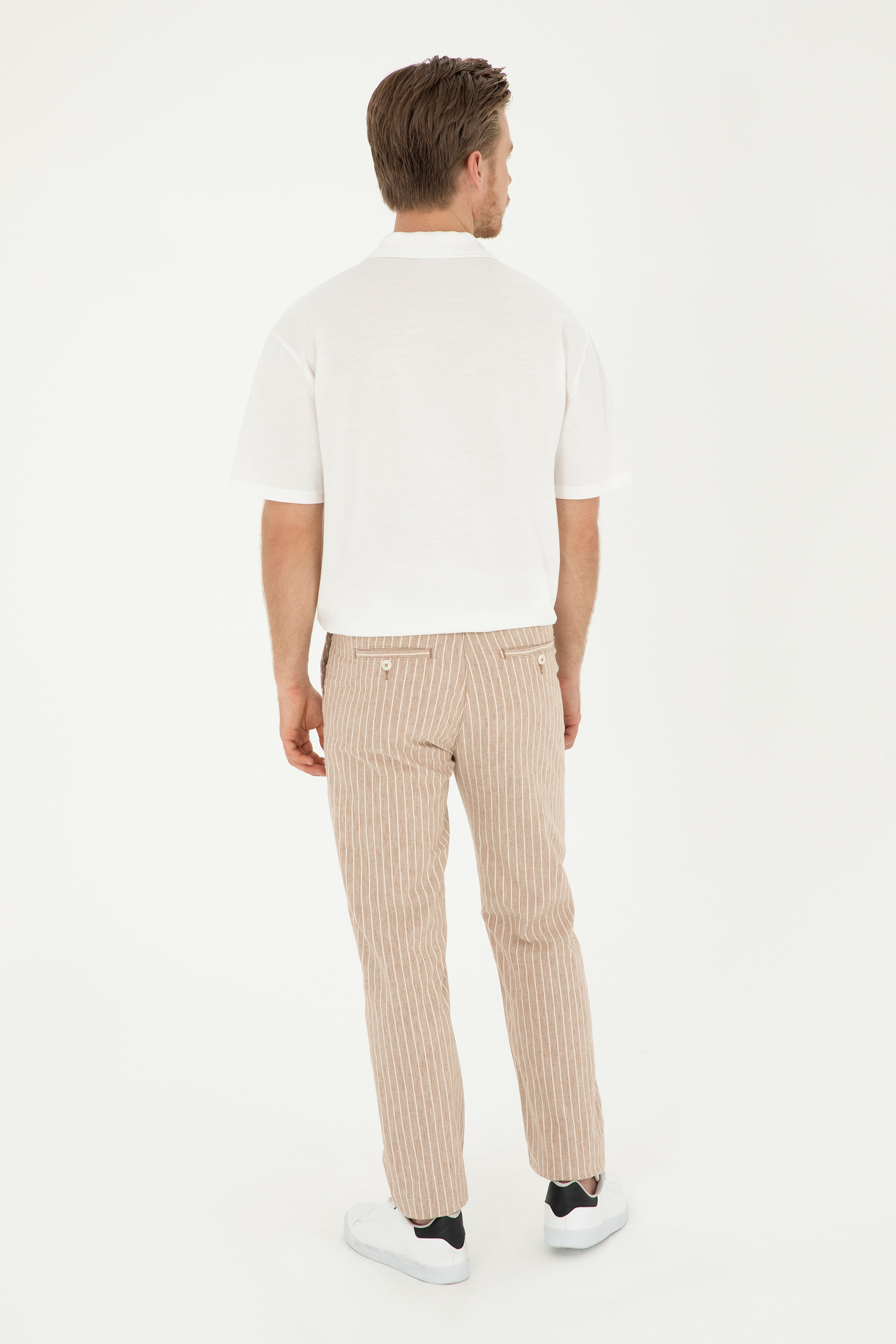 Erkek Carrot Fit Pudra Kanvas Pantolon