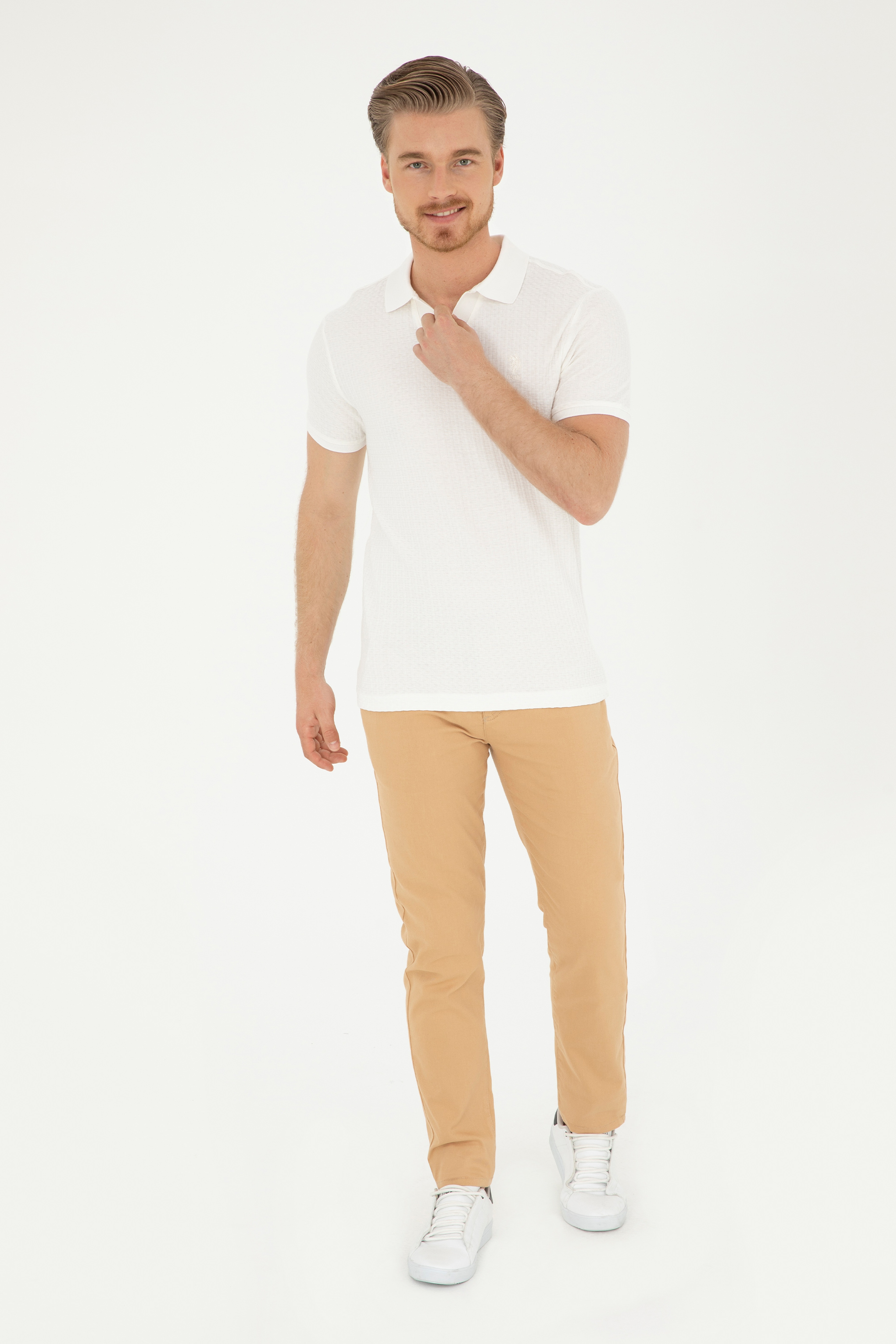 Erkek Slim Fit Camel Kanvas Pantolon - Image 1
