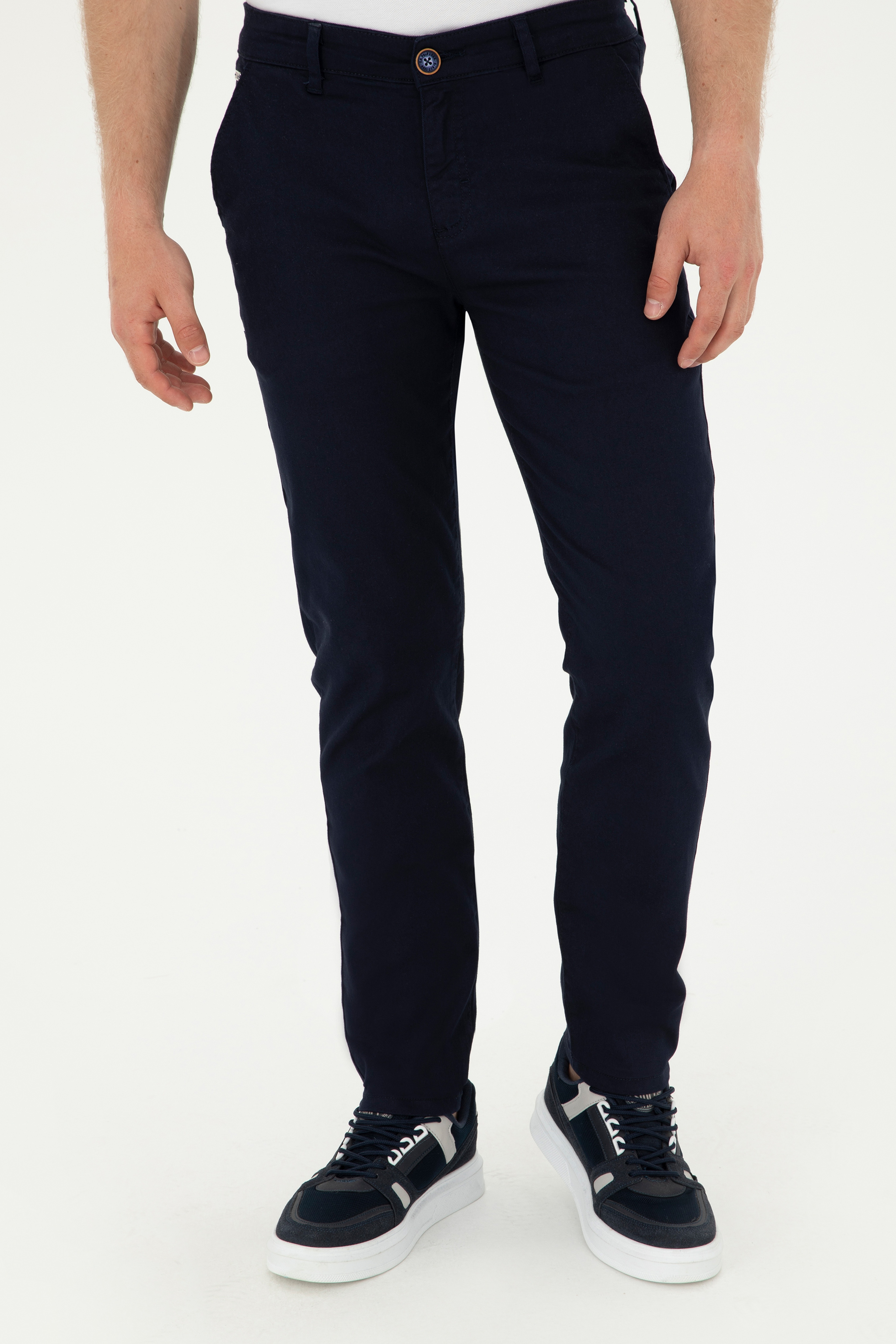 Erkek Slim Fit Lacivert Kanvas Pantolon