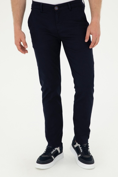 Erkek Slim Fit Lacivert Kanvas Pantolon