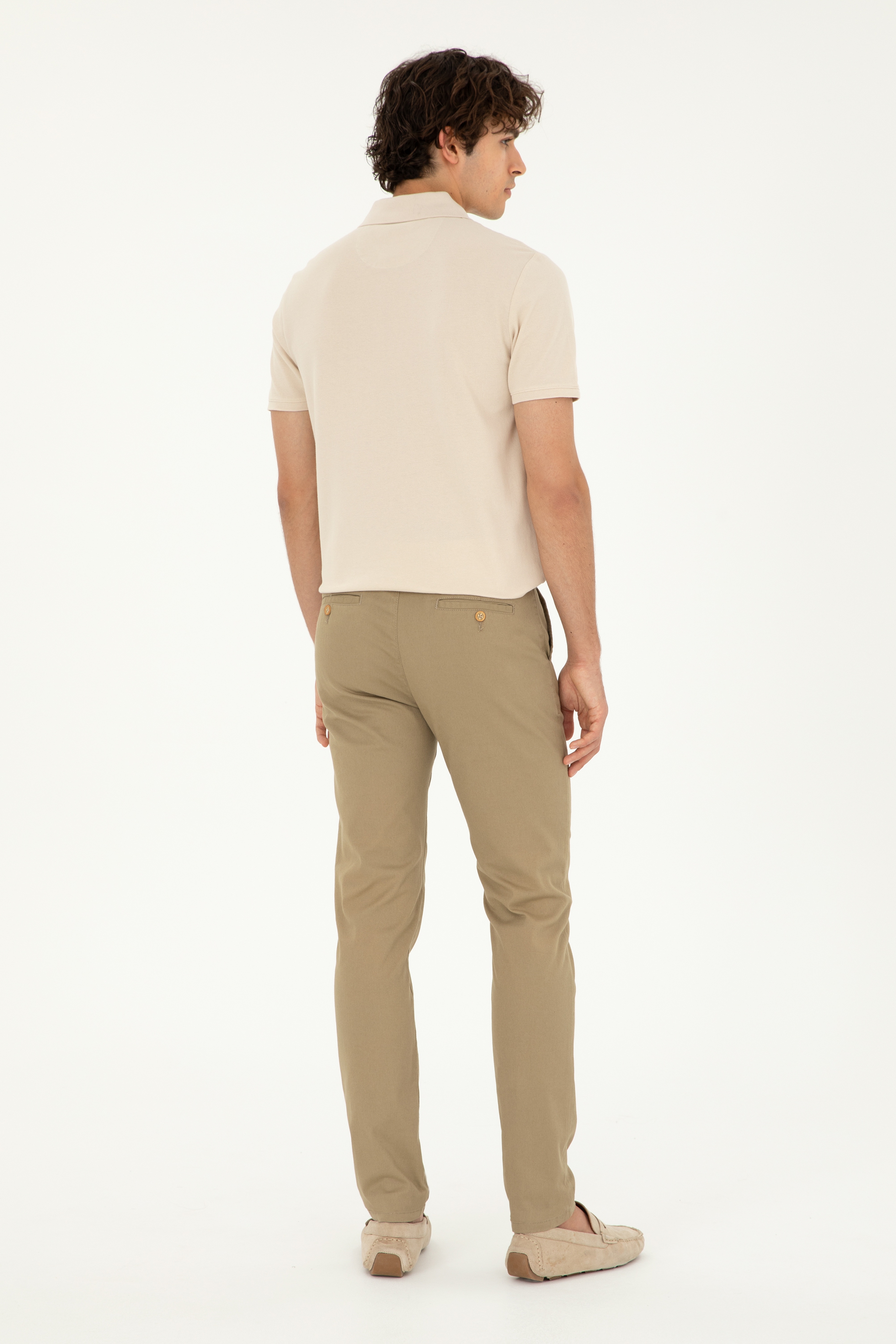 Erkek Slim Fit Açık Haki Kanvas Pantolon - Image 4