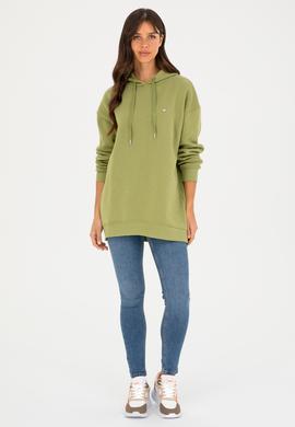 Kadın Fıstık Yeşili Kapüşonlu Sweatshirt - 50297078012