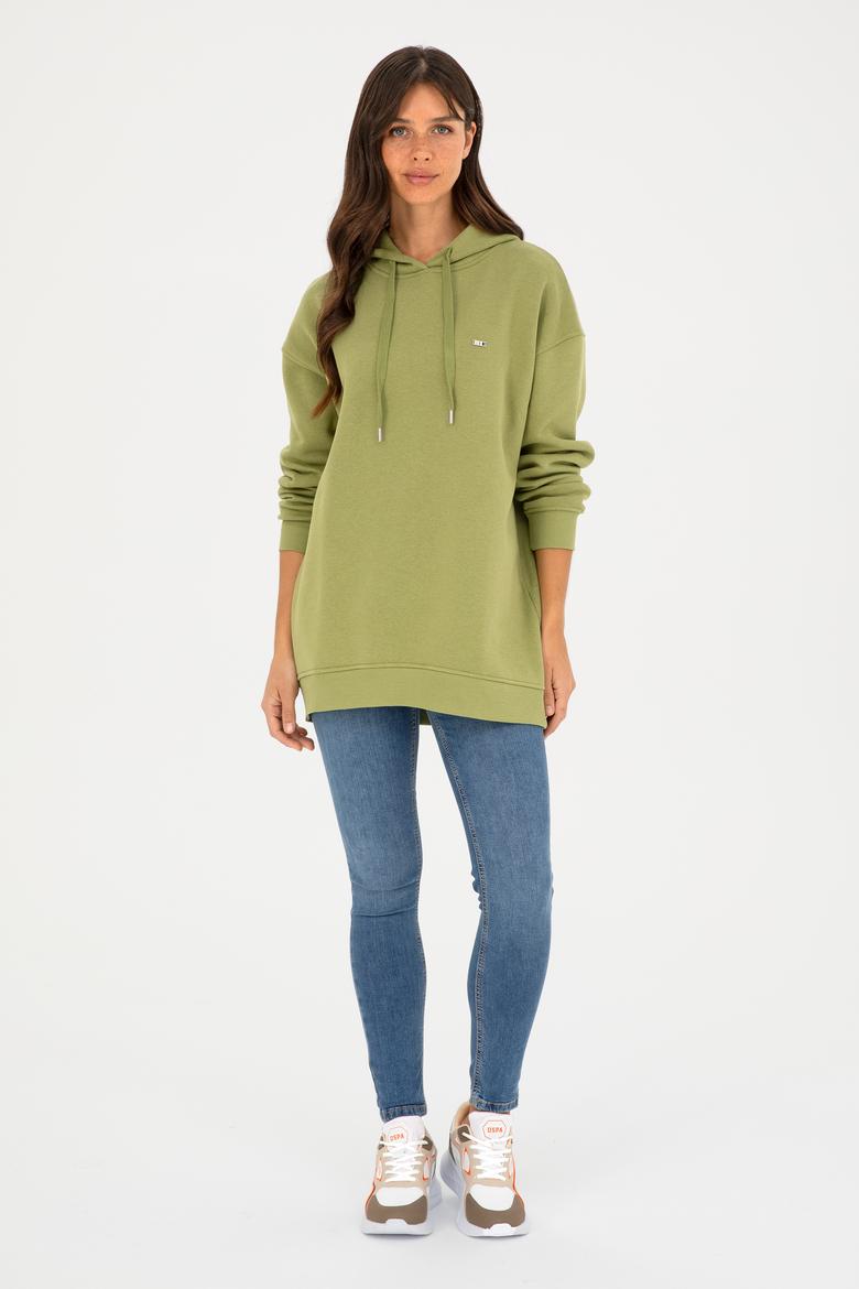 Kadın Fıstık Yeşili Kapüşonlu Sweatshirt - 50297078012