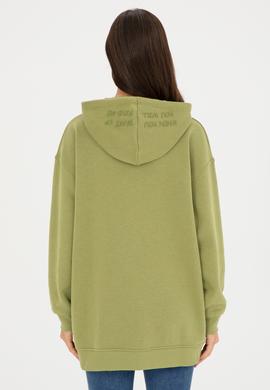 Kadın Fıstık Yeşili Kapüşonlu Sweatshirt - 50297078012