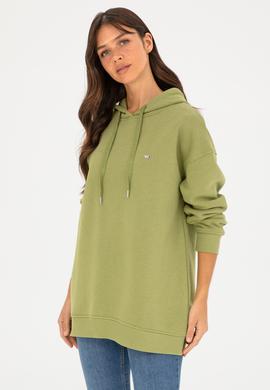Kadın Fıstık Yeşili Kapüşonlu Sweatshirt - 50297078012