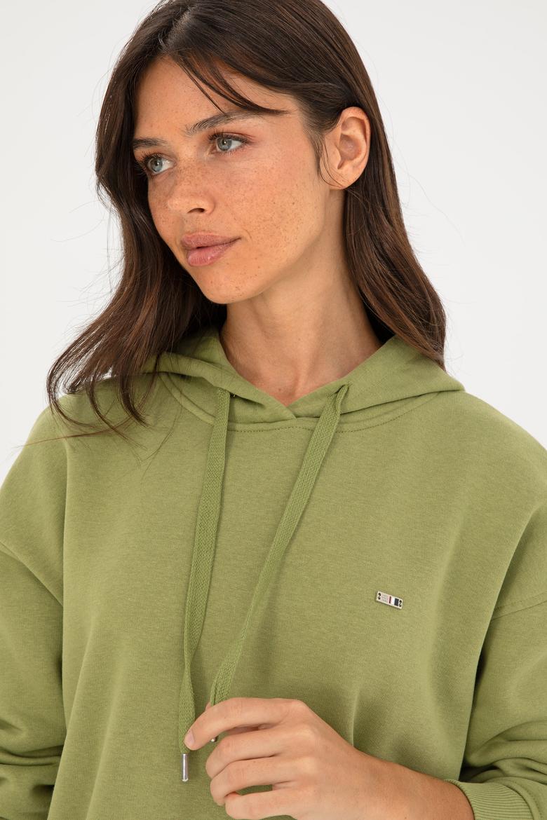 Kadın Fıstık Yeşili Kapüşonlu Sweatshirt - 50297078012