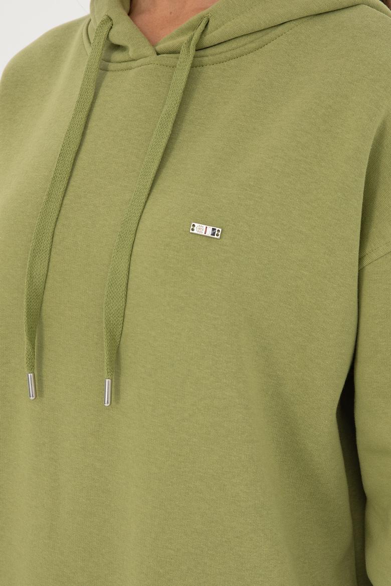 Kadın Fıstık Yeşili Kapüşonlu Sweatshirt - 50297078012