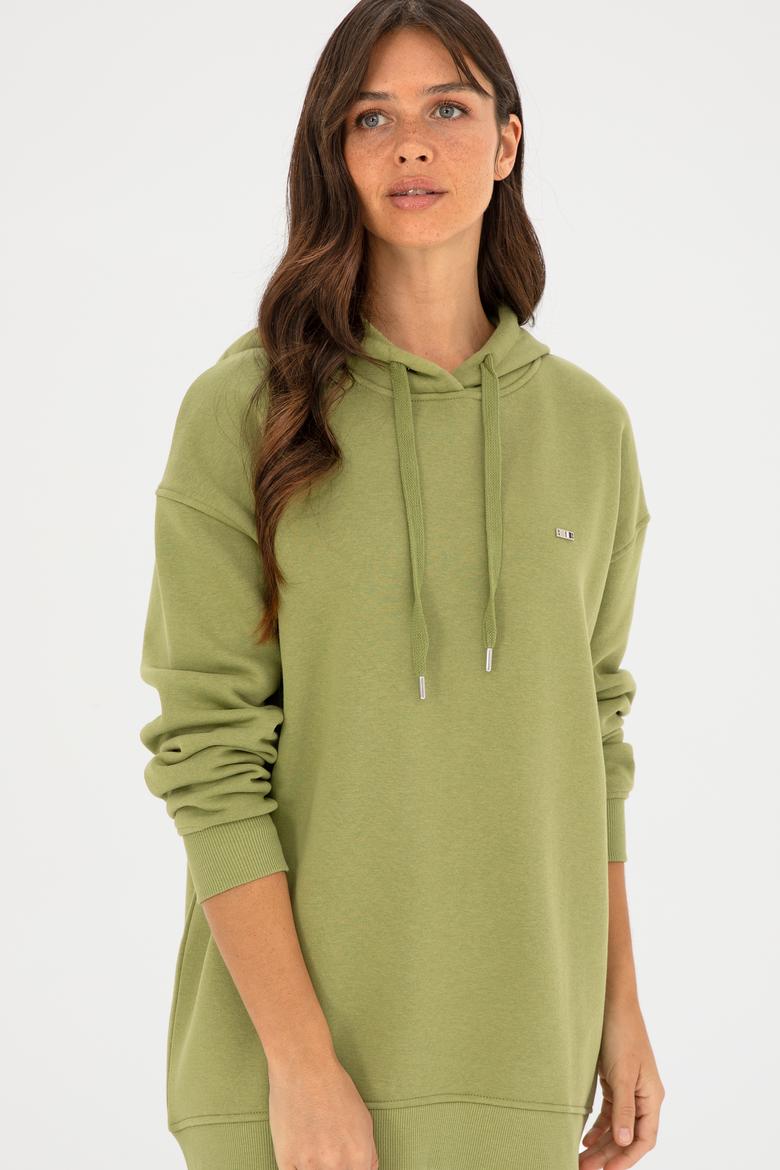 Kadın Fıstık Yeşili Kapüşonlu Sweatshirt - 50297078012