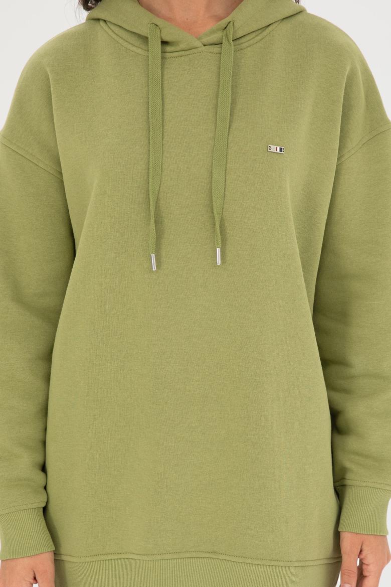 Kadın Fıstık Yeşili Kapüşonlu Sweatshirt - 50297078012