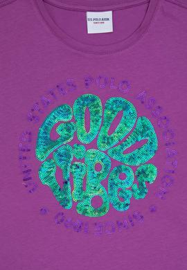 Kız Çocuk Mor Bisiklet Yaka Tişört - 50283275005