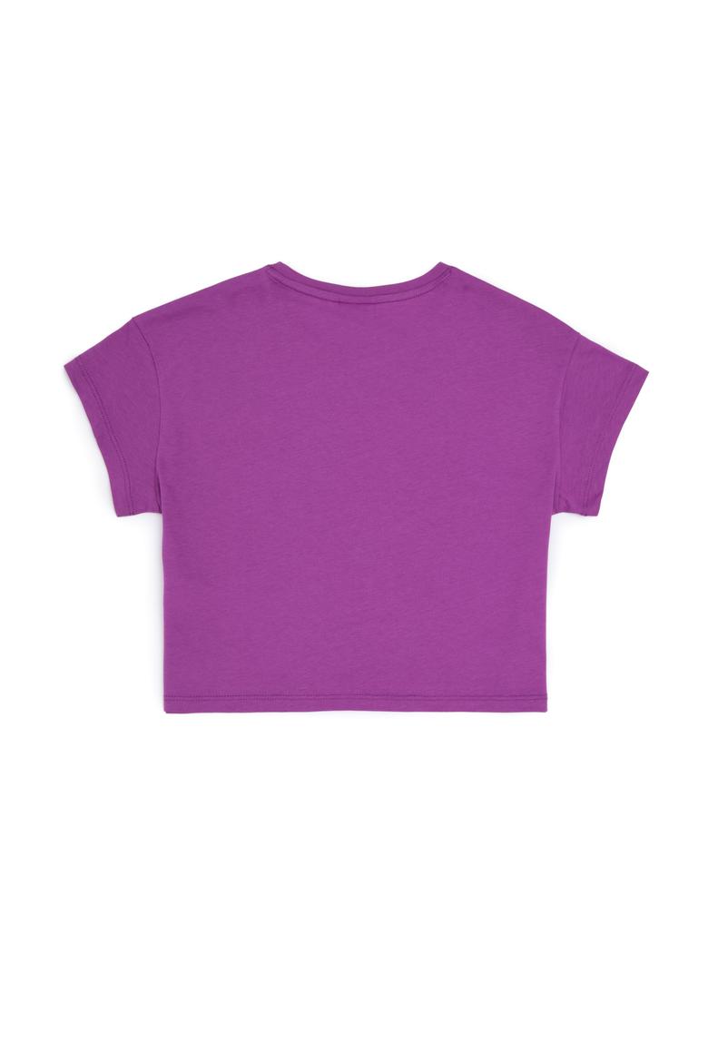 Kız Çocuk Mor Bisiklet Yaka Tişört - 50283275005